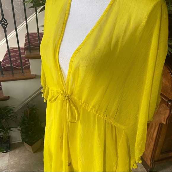 Club Z Collection Womens Yellow Swim Beach Cover up Size XL Resortwear Beach Sun - Picture 3 of 7